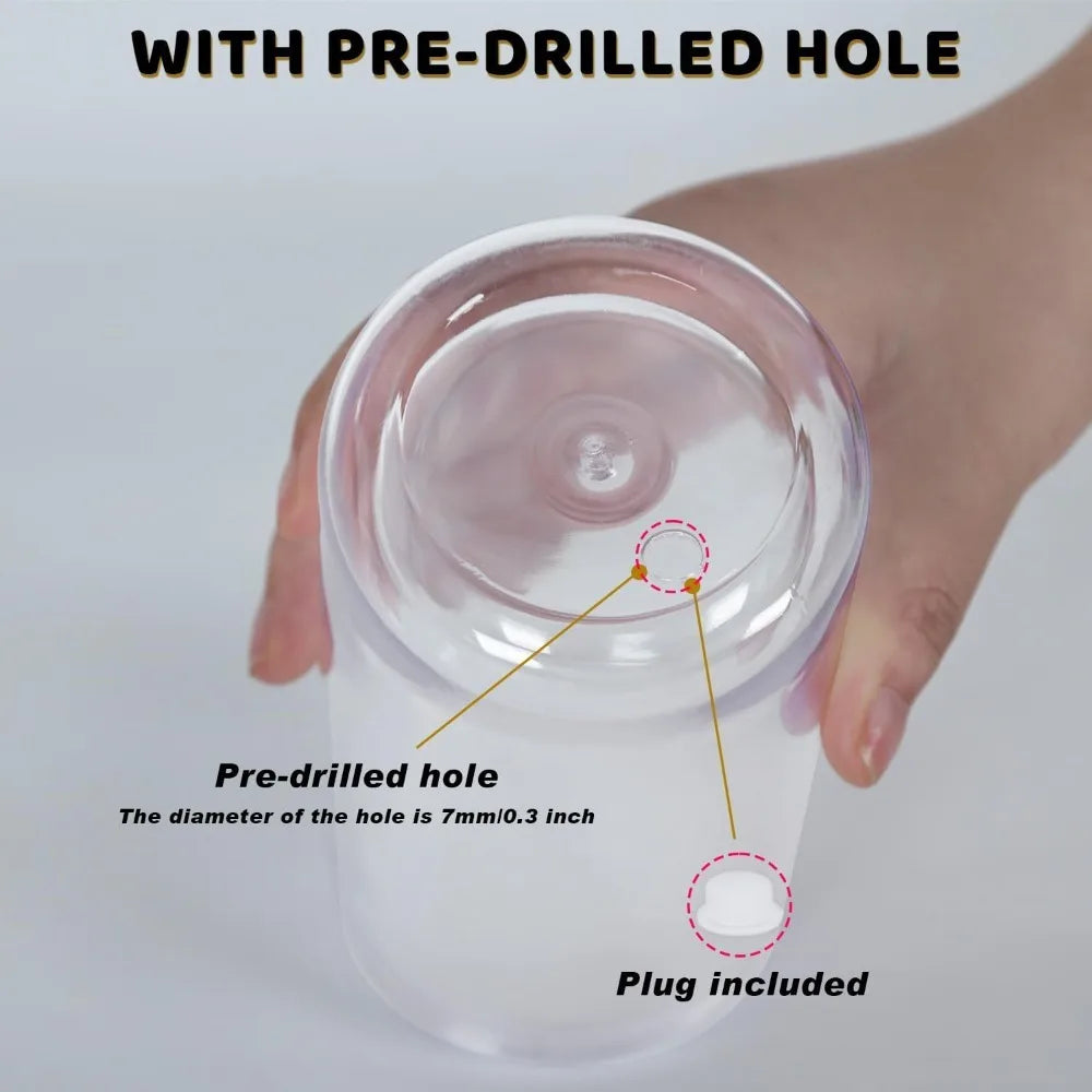 outdoor furniture HOME - 20 Oz Plastic Snowglobe Tumbler, 8 Pack Pre-Drilled Double Wall Acrylic Snow Globe Cup,