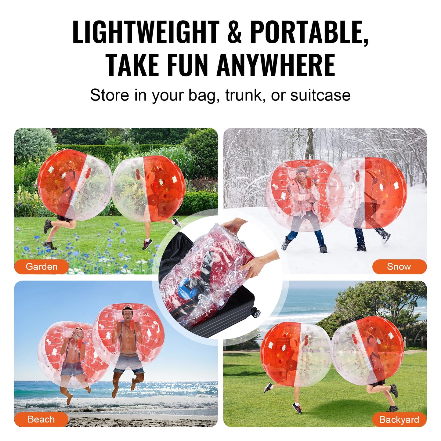 SucceBuy 5FT/1.5M Inflatable Bumper Ball Body Bubble Zorb Ball for Teen& Adult Body Bubble Soccer Balls PVC Hamster Bubble Balls