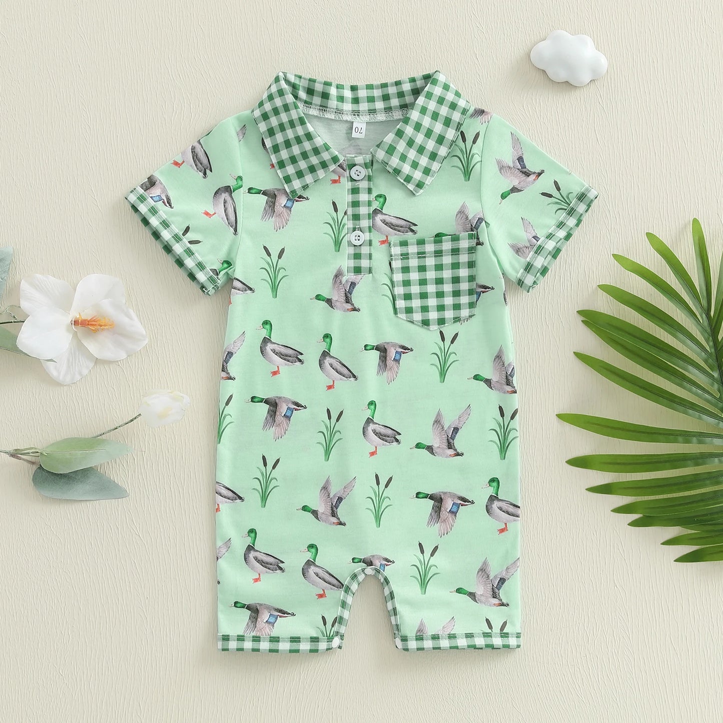 Toddler Boys Romper  Snap Closure Striped Dinosaur Print  Outfit for Summer Beachwear