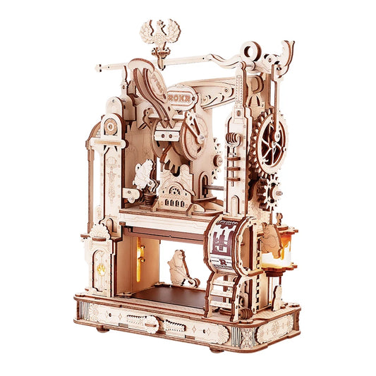 Printing Press 3D DIY Puzzle Gifts  Wooden Toys with LED Light Building Block Kit Play