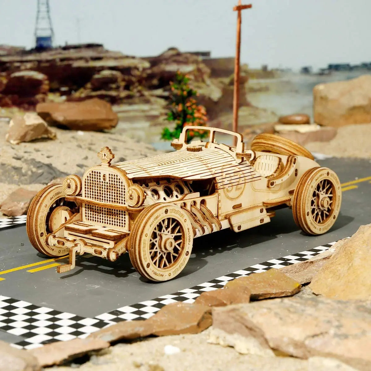 3D Puzzle Movable Steam Train, Car, Jeep Assembly Toy for Children or Adult Wooden Model Building Block Kits
