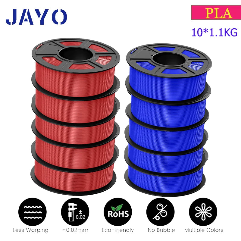 JAYO 3D Filament PLA 8Rolls 10Rolls 175mm 3D printing no bubbles no drawing smooth multiple colors optional 11kg for 3D printing