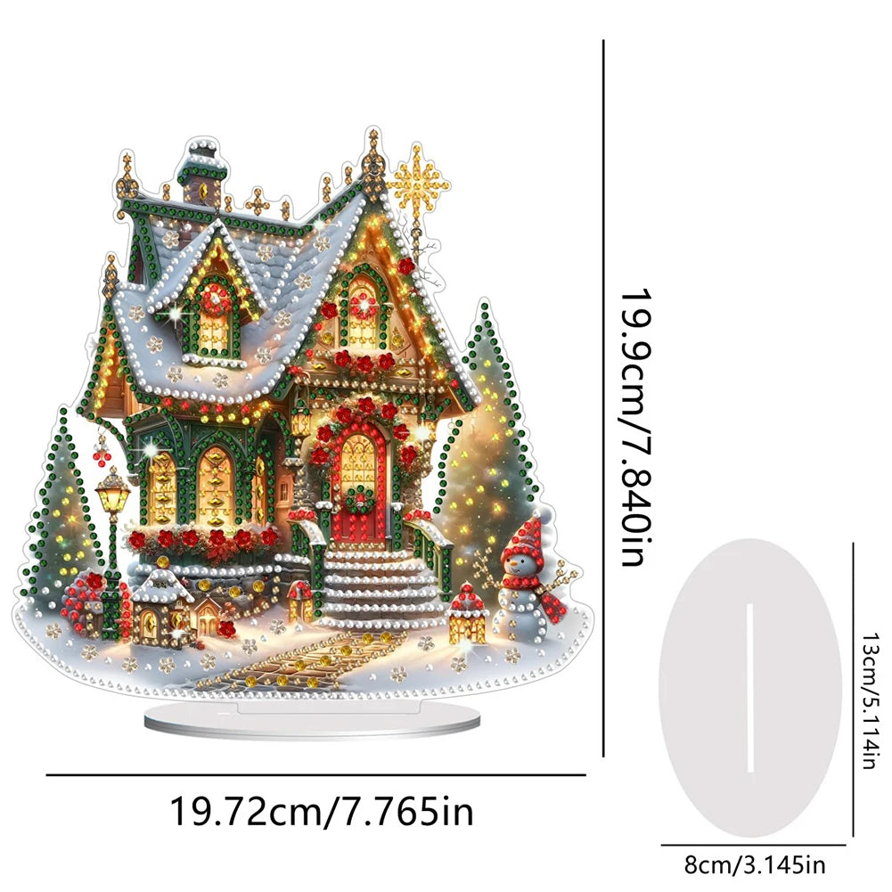 Acrylic Christmas House Colorful Light House Diamond Painting Tabletop Ornaments Kit