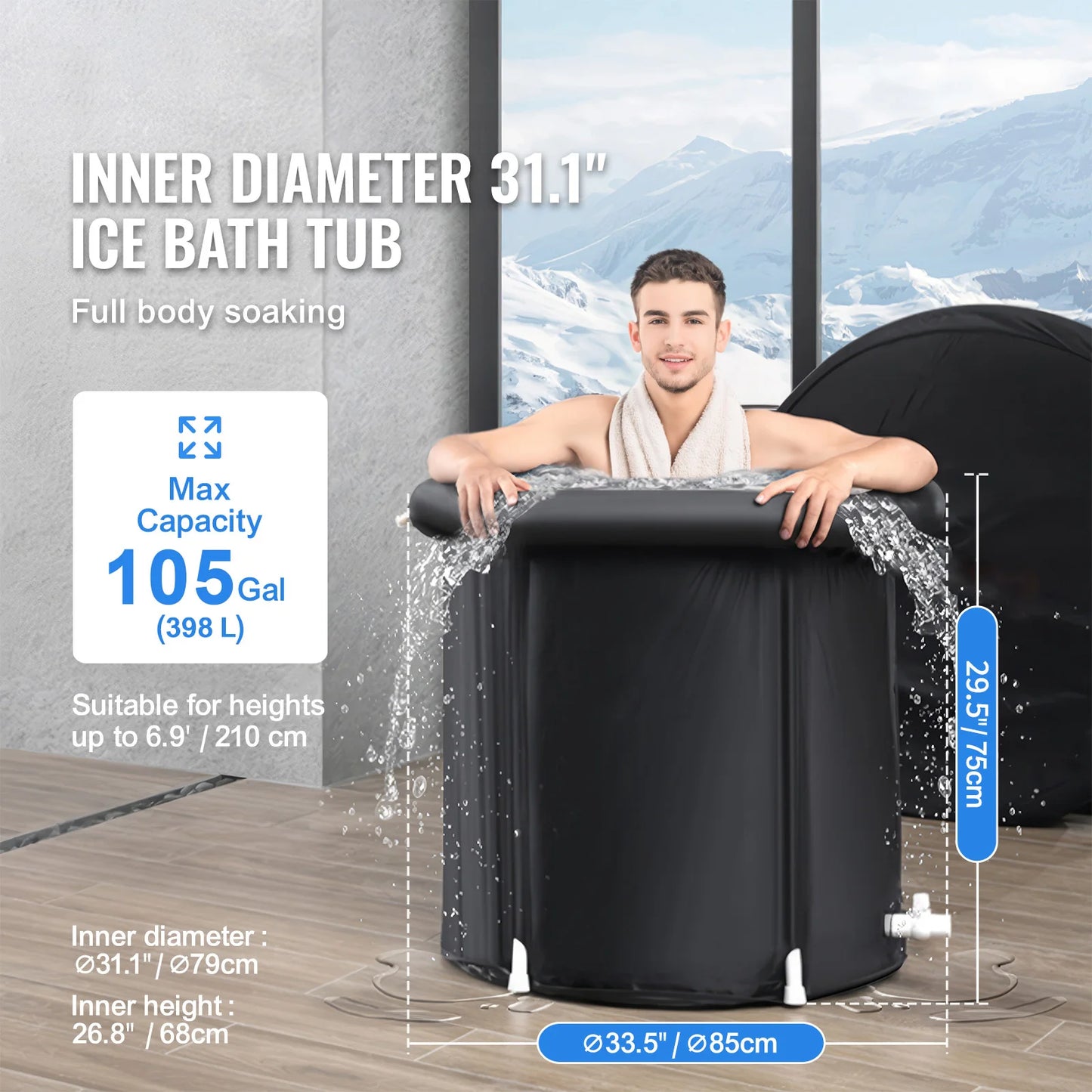 Ice Bath Tub Cold Water Therapy Plunge Tub for Athletes Portable Outdoor Ice Barrel Plunge Pool Inflatable Ice Bathtub