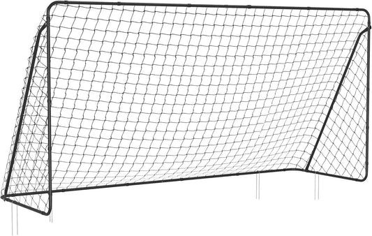 Children's Soccer Goal 12 x 6 Foot, in Garden, Courtyard, Park, Beach, Metal Pipes and PE Net, Quick Assembly,Black