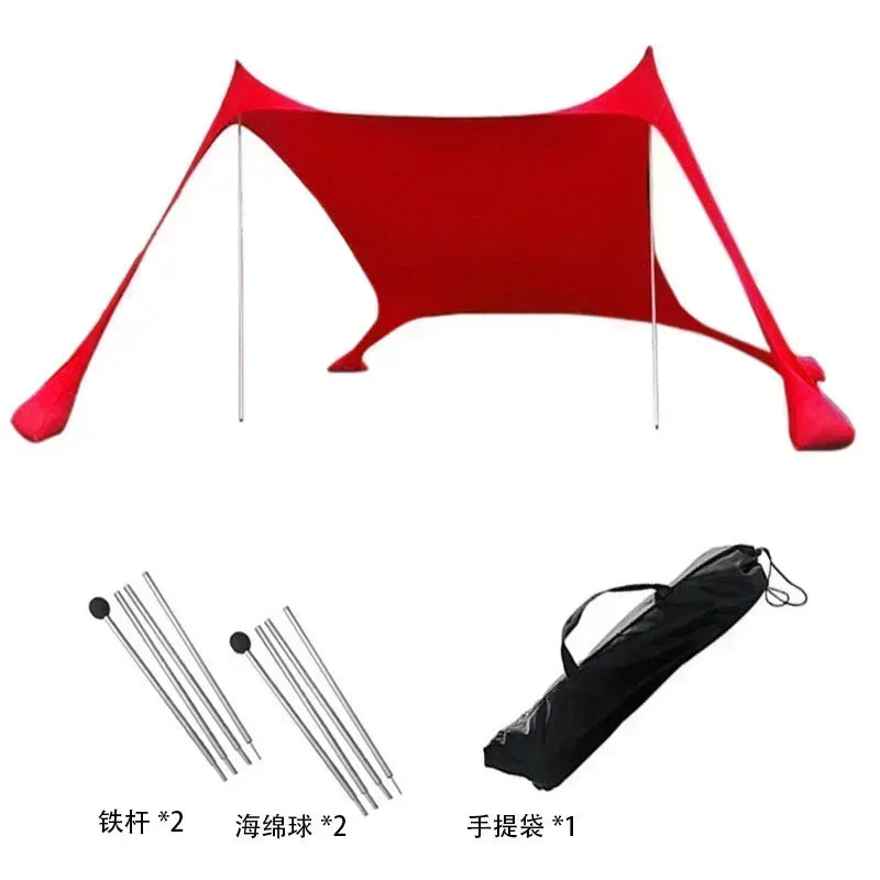 Outdoor Beach Tent Sun Shelter Camping Shades Tents Windproof One-piece Beach Canopy Tents UPF50+ Portable Family Tent