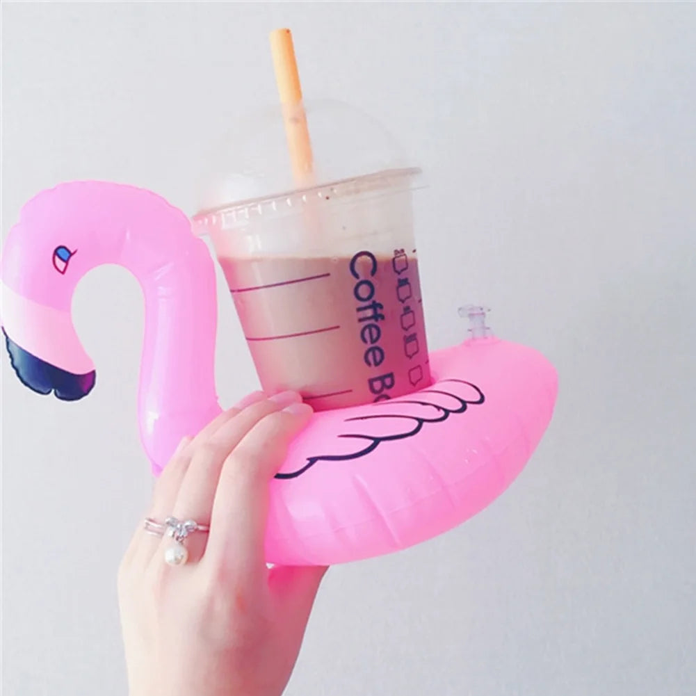 10/20Pcs Float Inflatable Drink Cup Holder PVC Floating Water Coaster Pool Drink Float Toy Flamingo Drinkware Tray Party Decor