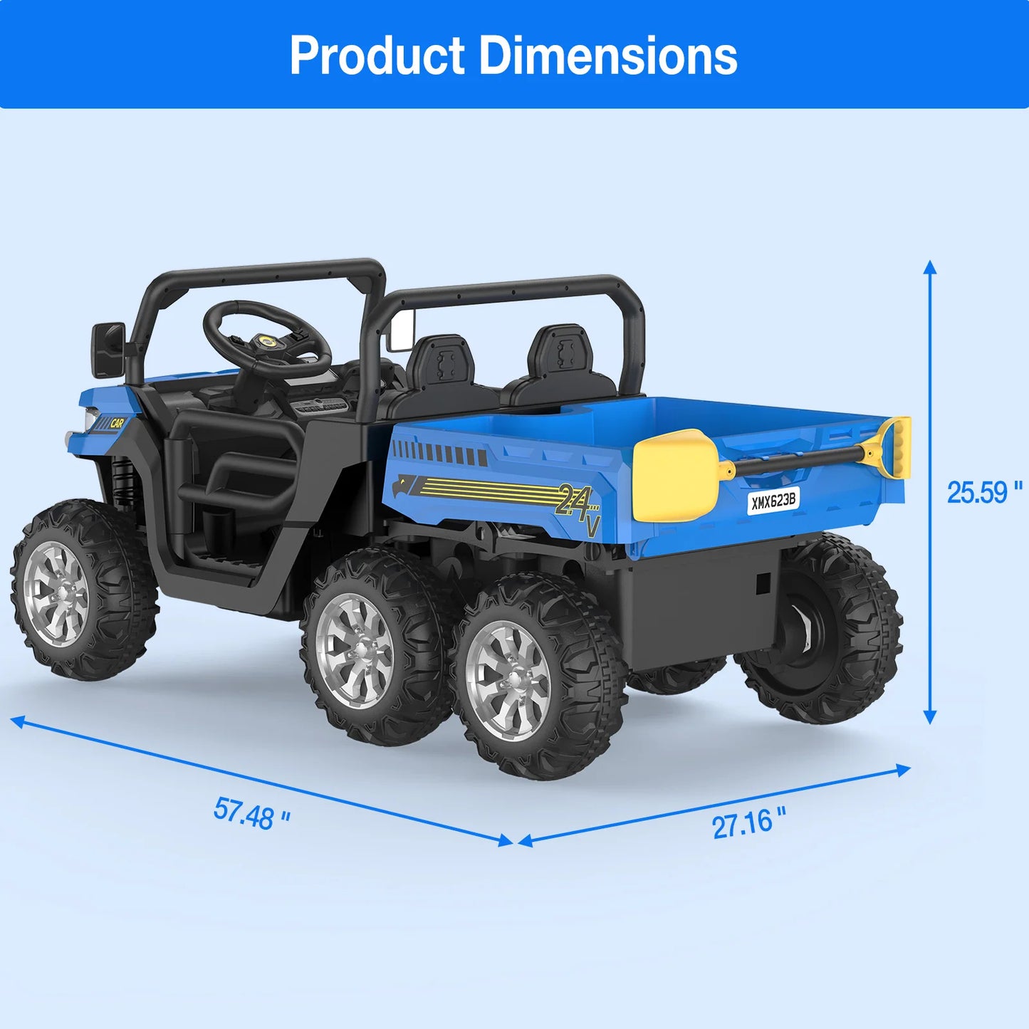Ride On Truck Car 24 V Kids Electric Vehicles With Remote Control, Children Ride On Utv Car With Safety Belt, For Boys Girls