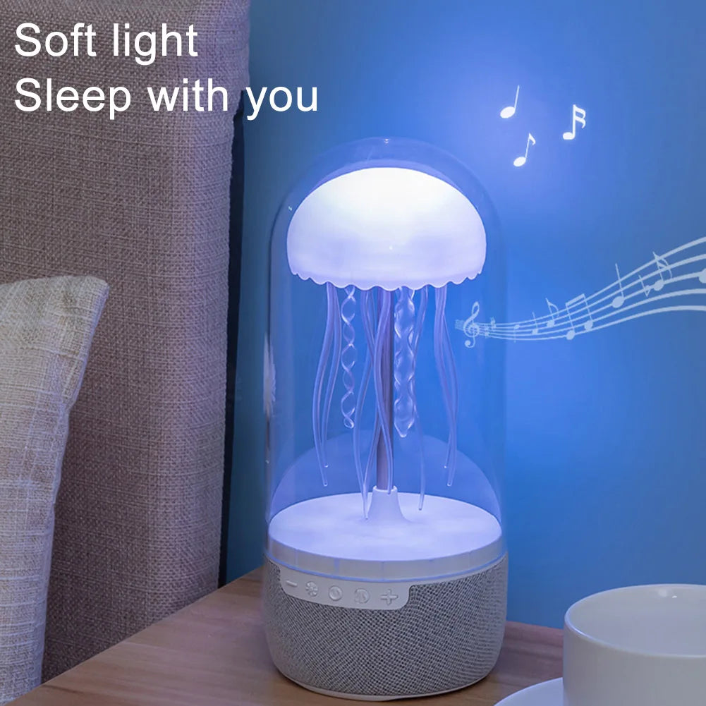 Creative Colorful Jellyfish Lamp Bluetooth-Compatible Speaker HiFi Stereo LED Jellyfish Mood Lamp Color Changing for Home Office