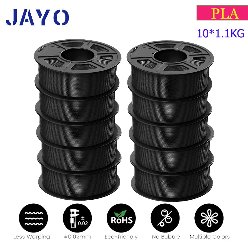JAYO 3D Filament PLA 8Rolls 10Rolls 175mm 3D printing no bubbles no drawing smooth multiple colors optional 11kg for 3D printing