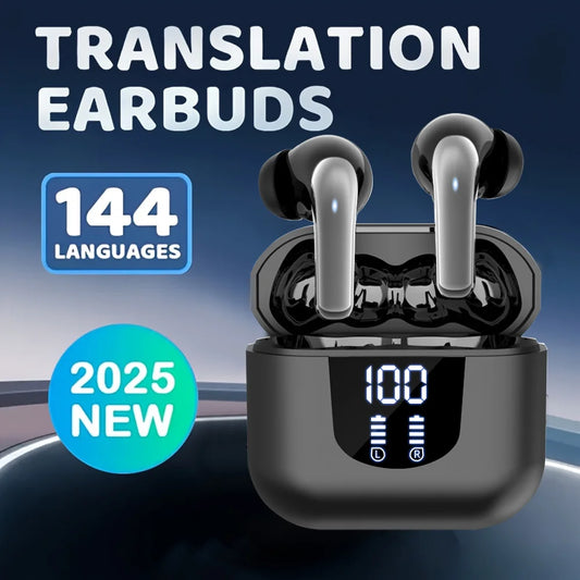 Translation Earphones True Wireless Bluetooth 5.4 Earphones HIFI Audio Low Power Earbuds 144 Language Real Time Translator