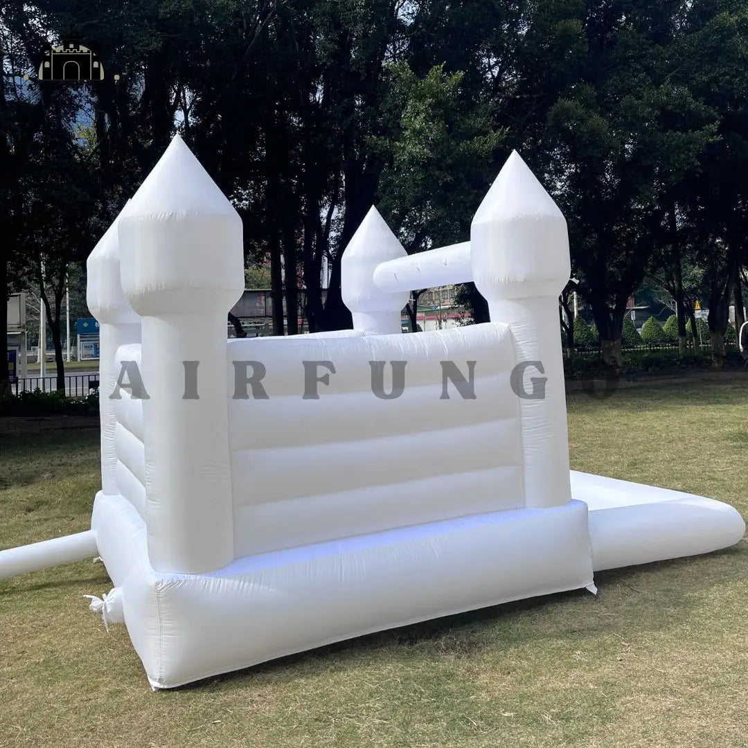 10x8ft Toddlers Party Inflatable White Bounce House With Slide And Ball Pit Customization Oxford Bouncy Castle Include Blower