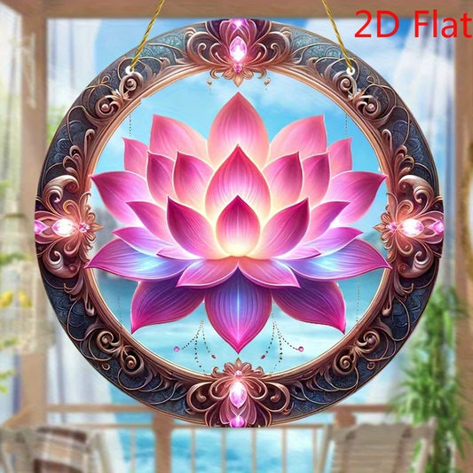 1pc Lotus Suncatcher - 2D Acrylic Window Hanging for Home & Garden Decor