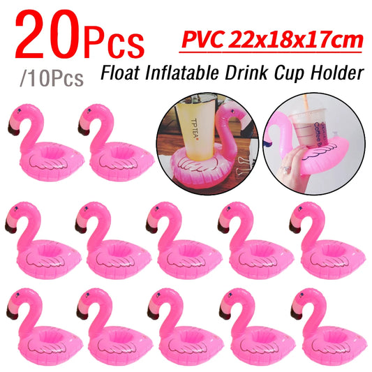10/20Pcs Float Inflatable Drink Cup Holder PVC Floating Water Coaster Pool Drink Float Toy Flamingo Drinkware Tray Party Decor