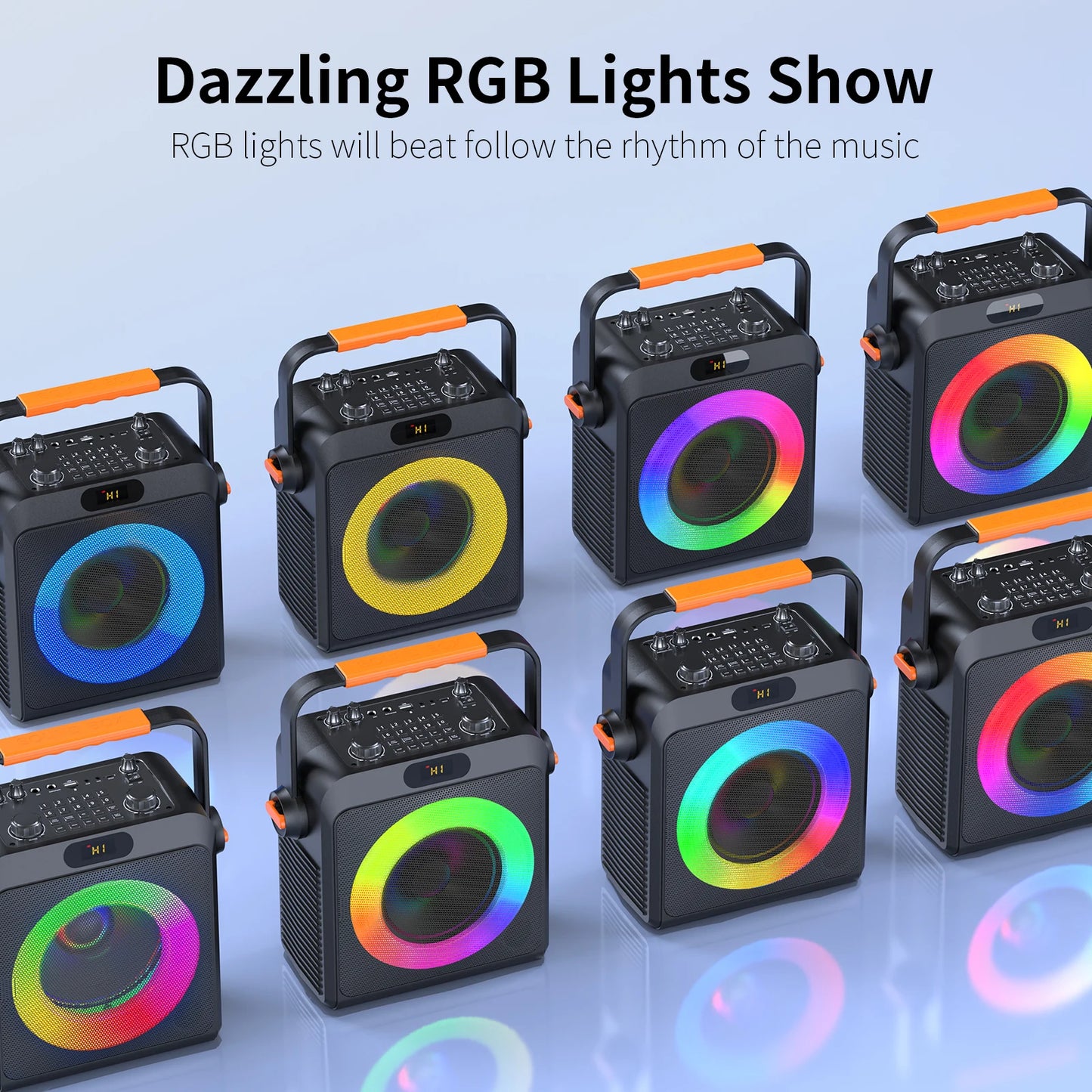 2 Wireless Microphones T19-T Karaoke Machine | Black Karaoke Speaker With Treble/Bass Adjustment, Wireless Speaker PA System