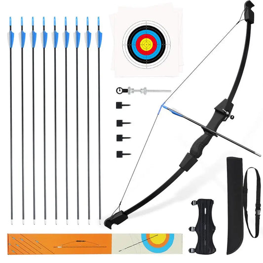 Youth Bow and Arrow Set for Kids Teens Ambidextrous Recurve Archery Gear with Safety Arrows Toys for Ages 8 -13, Backyard