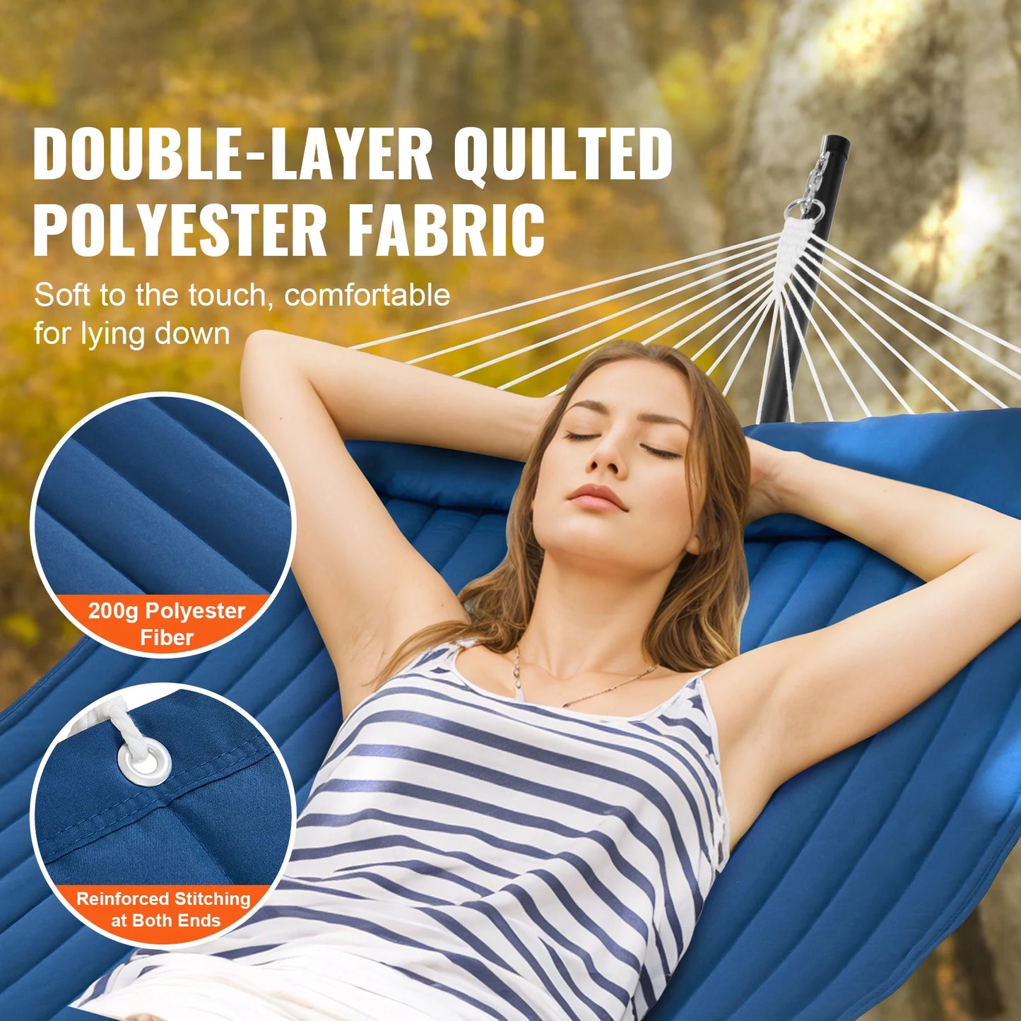 Two Person Hammock with Stand Included Double Hammock with Curved Spreader Bar and Detachable Pillow and Portable Bag