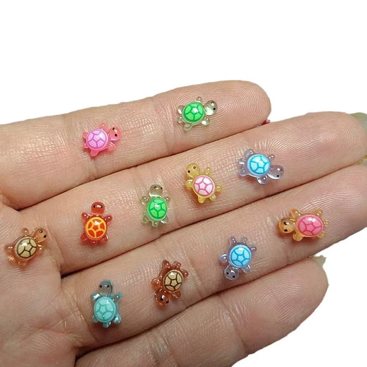 100Pcs Mini Resin Turtles Night Glow Turtle Figurines Realistic Tiny Turtles